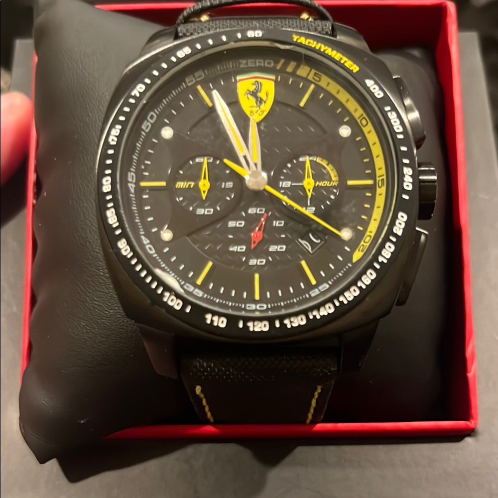 Ferrari Black and Yellow Chronograph Watch